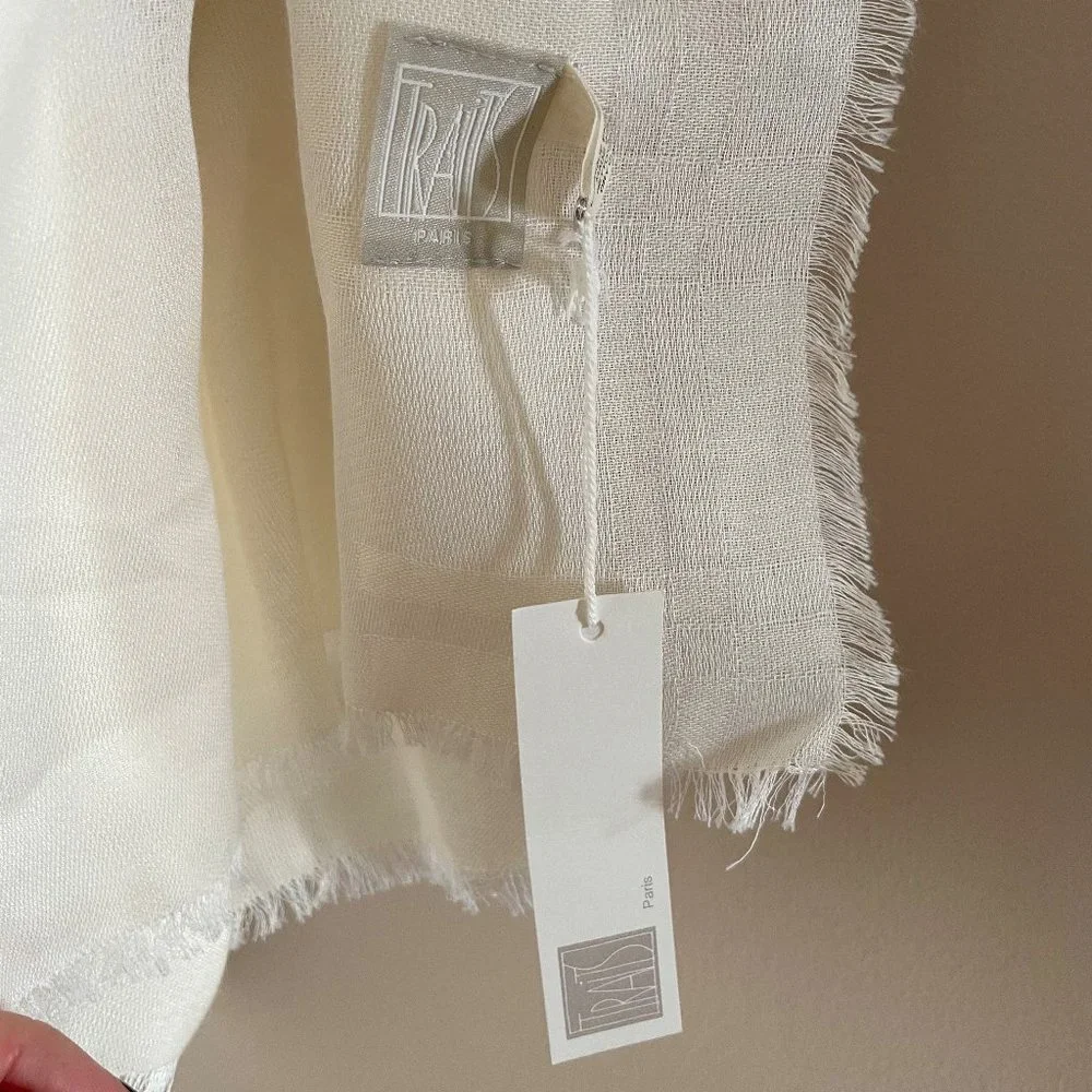 Anthropologie Carmine Shapes Scarf By Traits Paris Luxurious Gauzy Cotton NWT